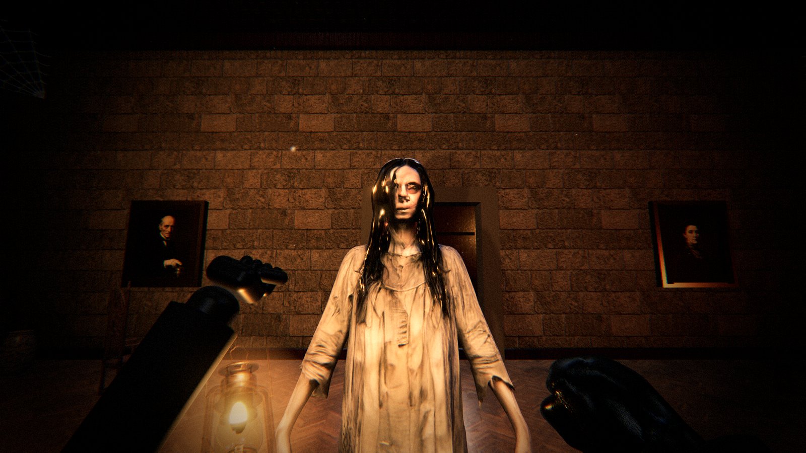 The Lodger, a starved woman in a torn grey nightgown, standing right behind you in the Great Hall of HOUSE RULES
