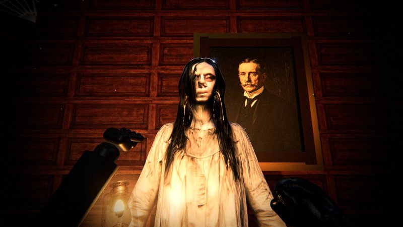 The Lodger standing close behind you under a portrait in the Oak Room