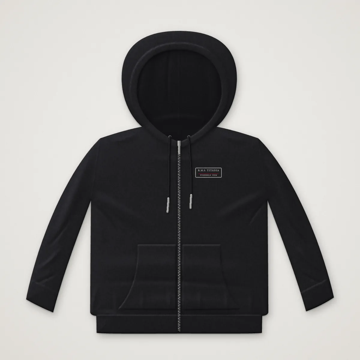 R.M.S. TITANIA Crew Zip Hoodie in Black, front