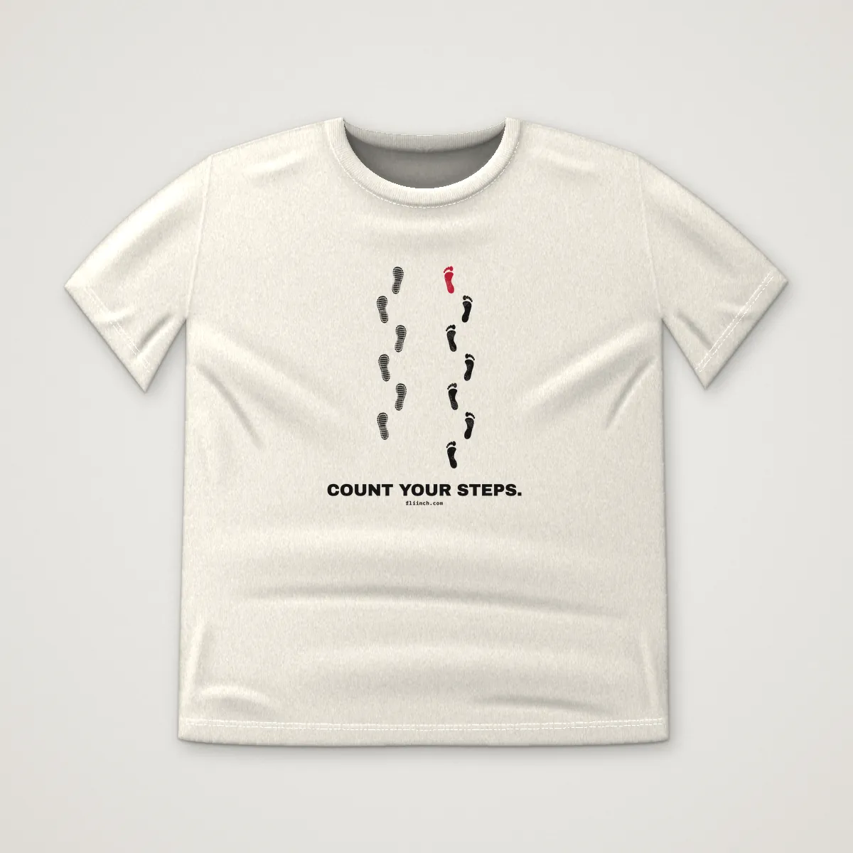 COUNT YOUR STEPS. Tee in Bone, front