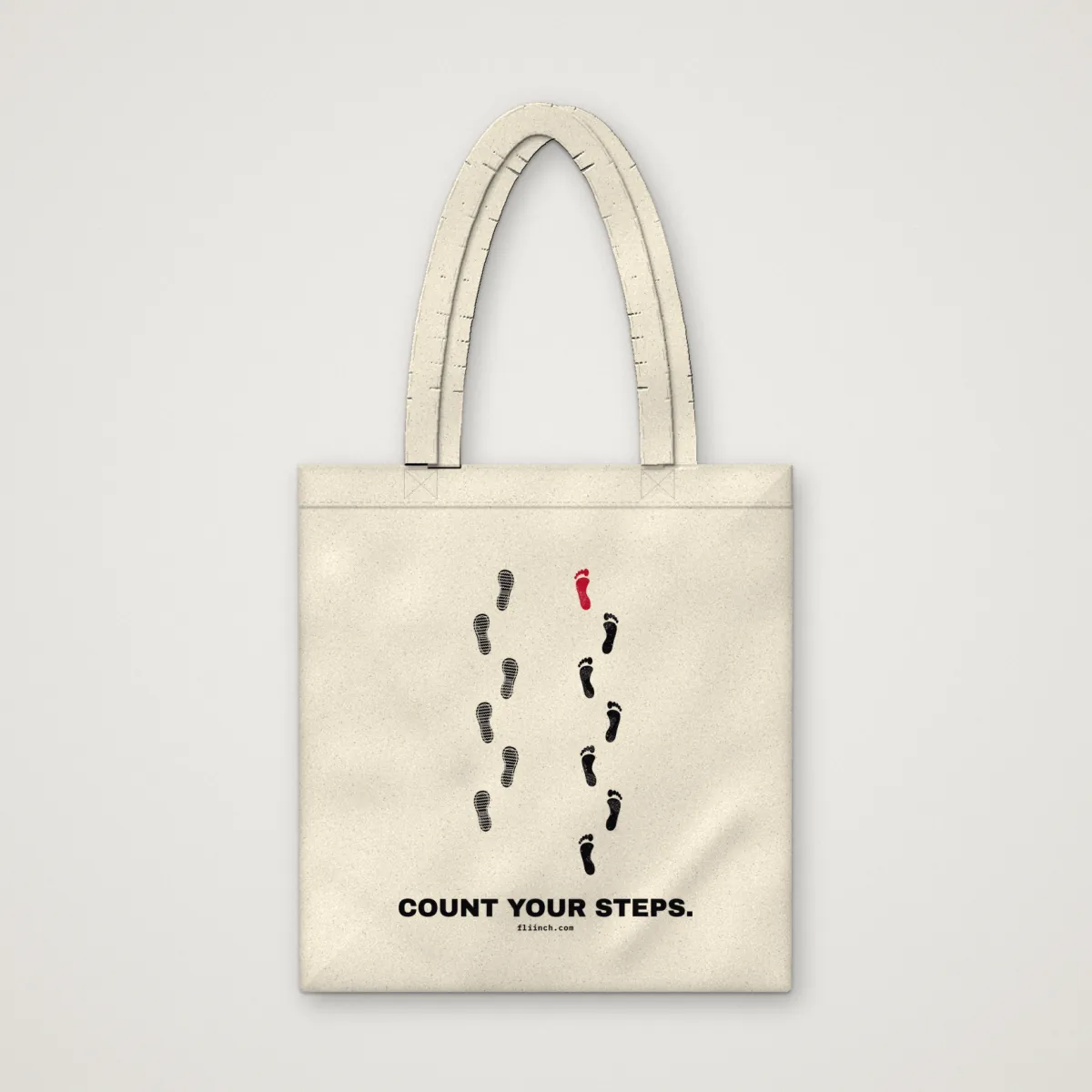 COUNT YOUR STEPS. Tote in Bone, front
