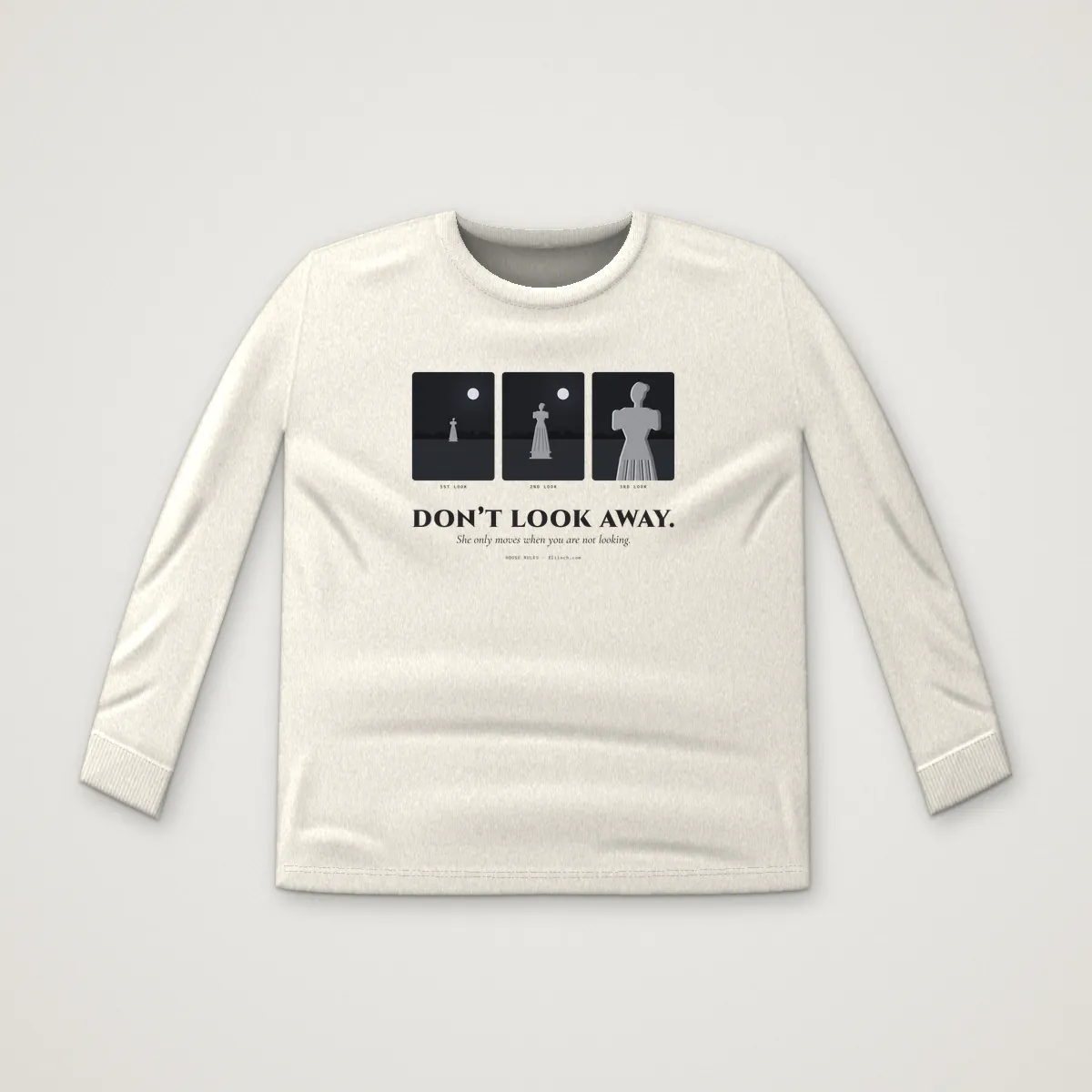 DON'T LOOK AWAY. Long Sleeve in Bone, front