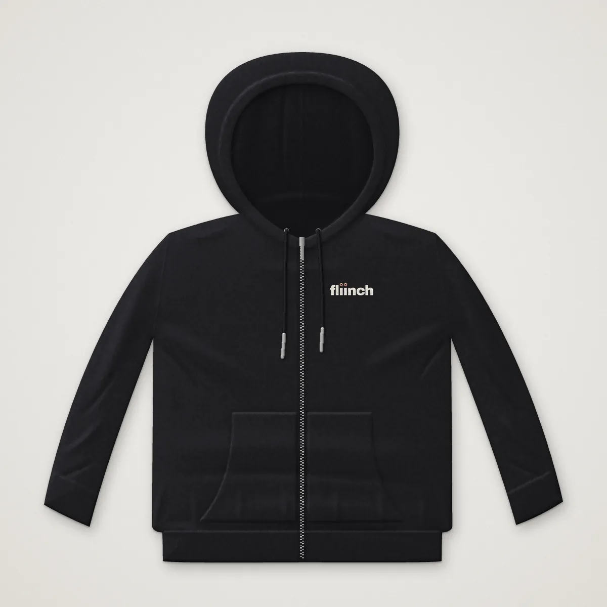 WATCHING YOU Zip Hoodie in Black, front