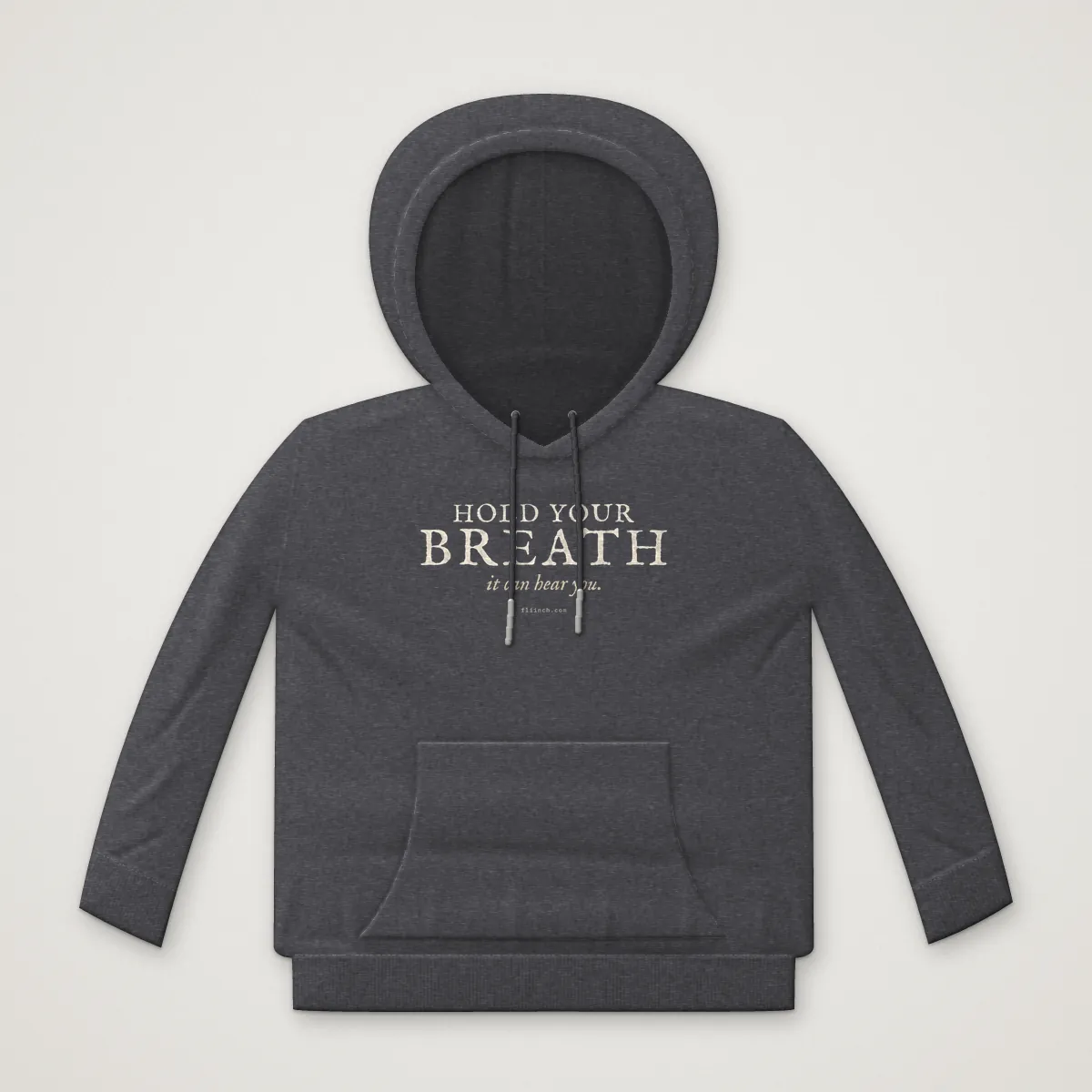 HOLD YOUR BREATH Hoodie in Charcoal Heather, front