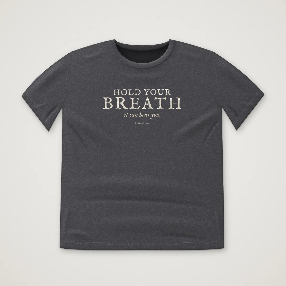 HOLD YOUR BREATH Tee in Charcoal Heather, front