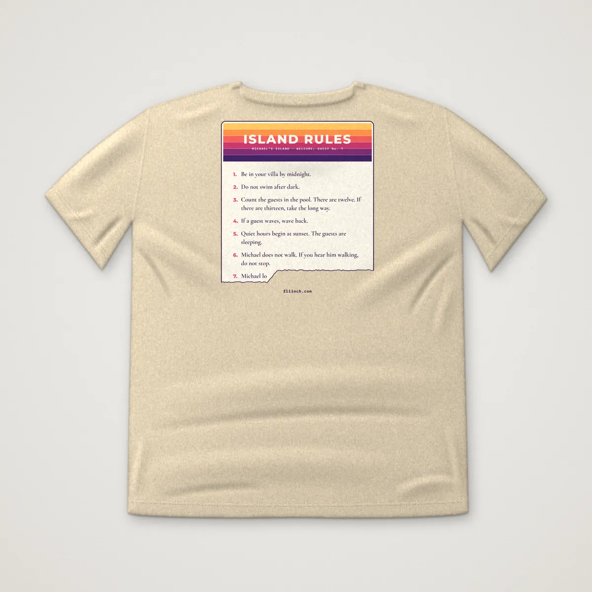 ISLAND RULES Tee in Sand, back