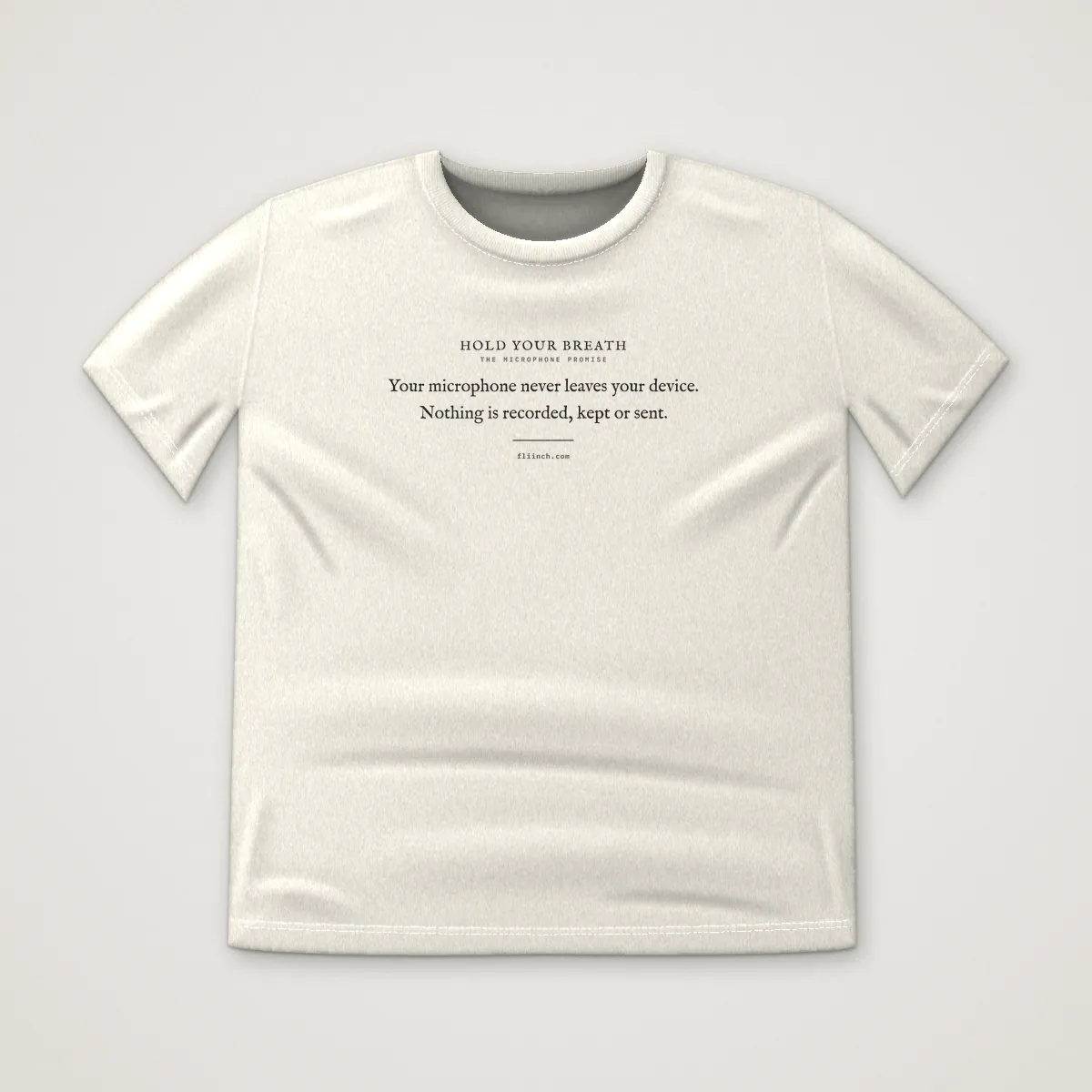 THE MICROPHONE PROMISE Tee in Bone, front