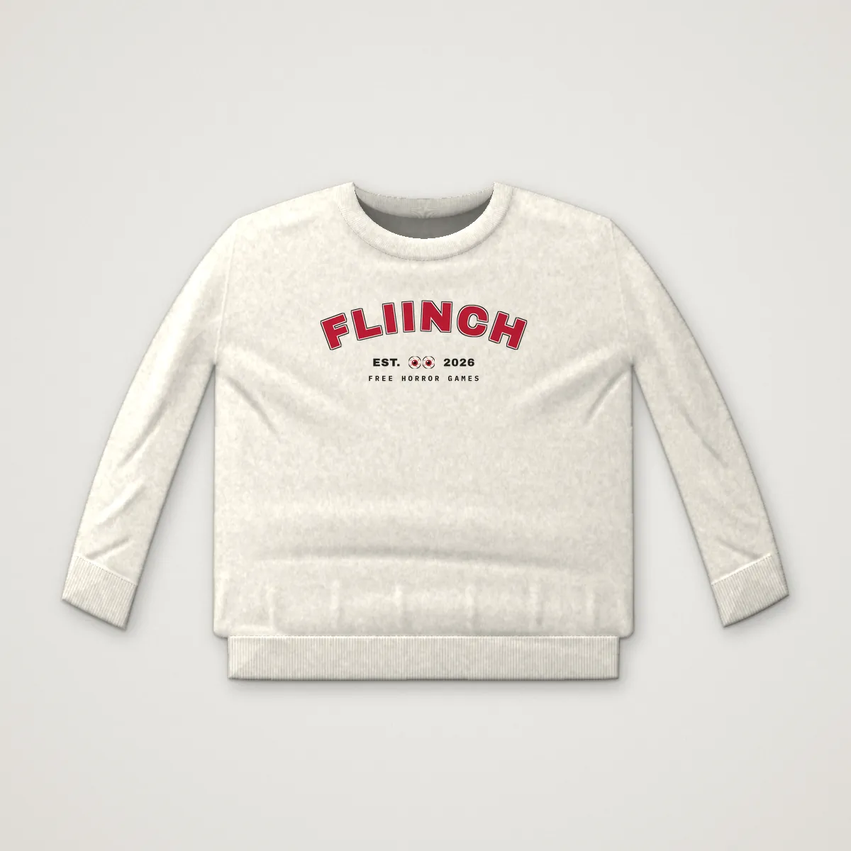 FLIINCH Varsity Crewneck in Bone, front