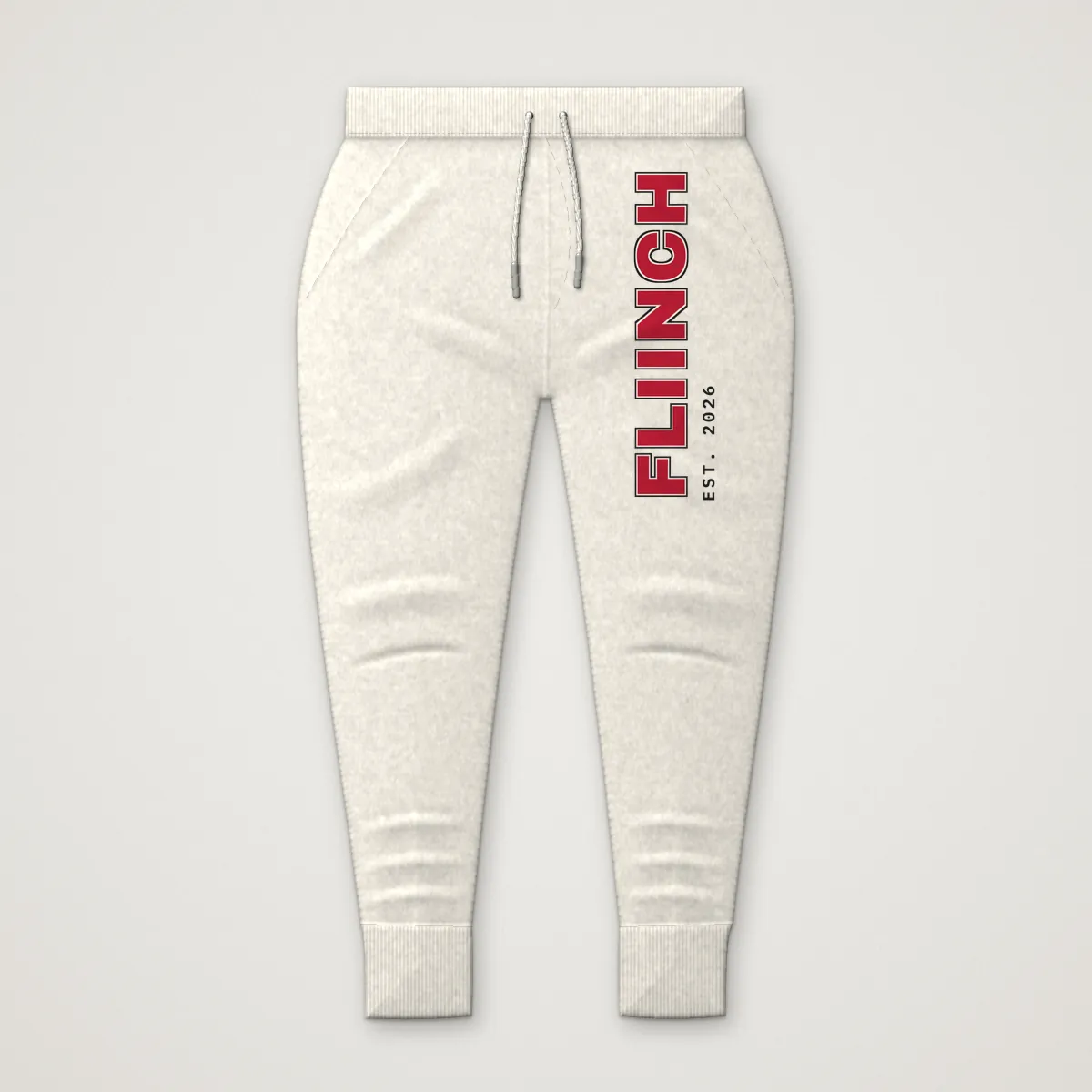 FLIINCH Varsity Joggers in Bone, front